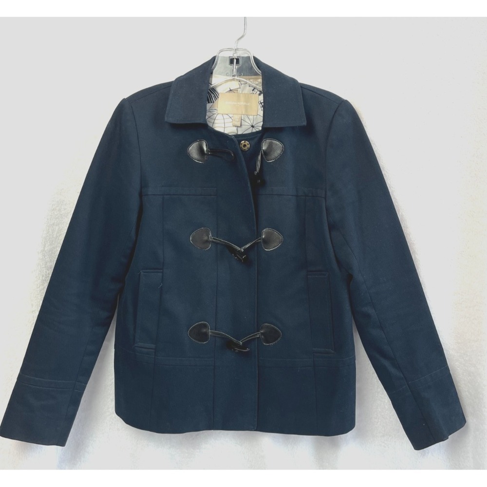 Banana Republic Womens XS Navy Toggle Jacket Coat Cotton Twill Preppy 2013
